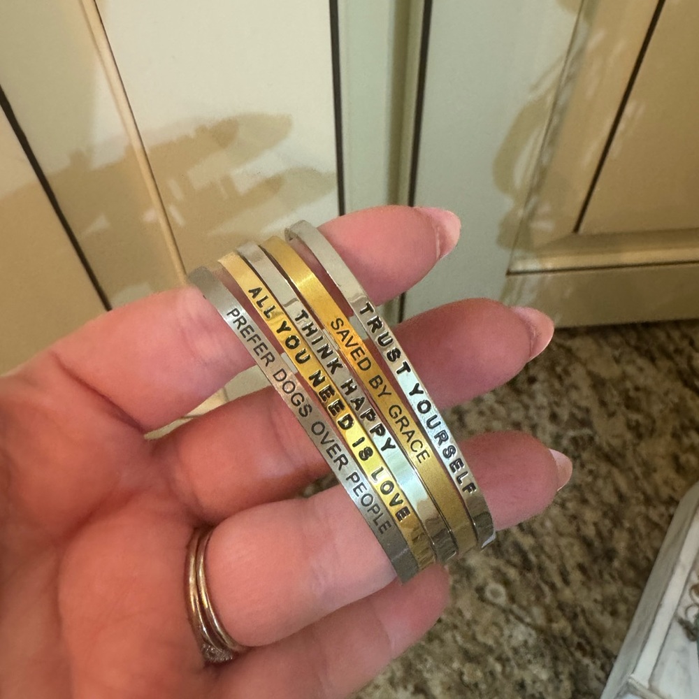 Set of 5 Gold and Silver Stack Bracelets Set